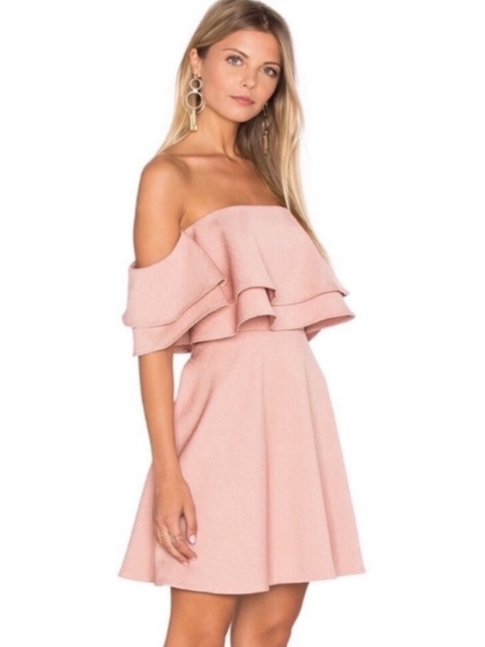 KEEPSAKE the Label Blush Pink Strapless Ruffle Dress